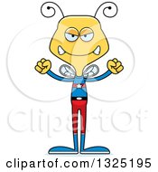 Clipart Of A Cartoon Mad Bee Super Hero Royalty Free Vector Illustration