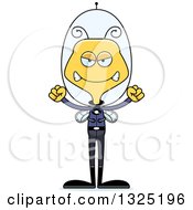 Clipart Of A Cartoon Mad Futuristic Space Bee Royalty Free Vector Illustration
