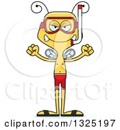 Clipart Of A Cartoon Mad Bee In Snorkel Gear Royalty Free Vector Illustration
