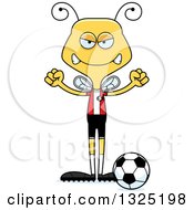 Clipart Of A Cartoon Mad Bee Soccer Player Royalty Free Vector Illustration
