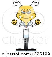 Clipart Of A Cartoon Mad Bee Scientist Royalty Free Vector Illustration