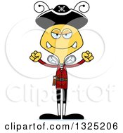Clipart Of A Cartoon Mad Bee Pirate Royalty Free Vector Illustration