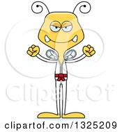 Clipart Of A Cartoon Mad Karate Bee Royalty Free Vector Illustration