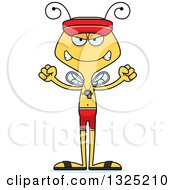 Clipart Of A Cartoon Mad Bee Lifeguard Royalty Free Vector Illustration