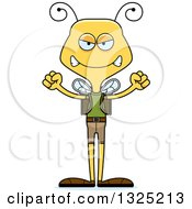 Clipart Of A Cartoon Mad Bee Hiker Royalty Free Vector Illustration