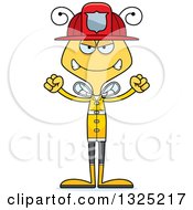 Clipart Of A Cartoon Mad Bee Firefighter Royalty Free Vector Illustration