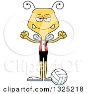 Clipart Of A Cartoon Mad Bee Volleyball Player Royalty Free Vector Illustration
