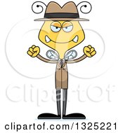 Clipart Of A Cartoon Mad Bee Detective Royalty Free Vector Illustration