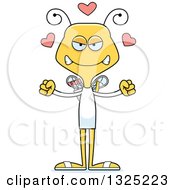 Clipart Of A Cartoon Mad Valentines Day Cupid Bee Royalty Free Vector Illustration