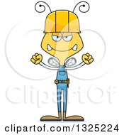Clipart Of A Cartoon Mad Bee Construction Worker Royalty Free Vector Illustration