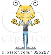 Clipart Of A Cartoon Mad Casual Bee Royalty Free Vector Illustration