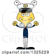 Clipart Of A Cartoon Mad Bee Boat Captain Royalty Free Vector Illustration