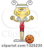 Clipart Of A Cartoon Mad Bee Basketball Player Royalty Free Vector Illustration