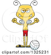 Poster, Art Print Of Cartoon Mad Bee Beach Volleyball Player