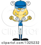 Clipart Of A Cartoon Mad Bee Baseball Player Royalty Free Vector Illustration
