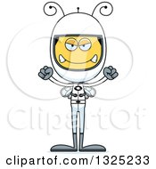 Clipart Of A Cartoon Mad Bee Astronaut Royalty Free Vector Illustration
