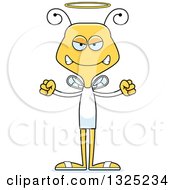 Clipart Of A Cartoon Mad Bee Angel Royalty Free Vector Illustration