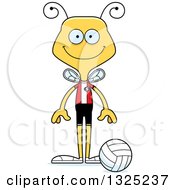 Poster, Art Print Of Cartoon Happy Bee Volleyball Player