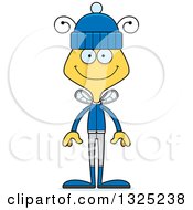 Clipart Of A Cartoon Happy Bee In Winter Clothes Royalty Free Vector Illustration by Cory Thoman