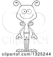 Lineart Clipart Of A Cartoon Black And White Happy Bee Swimmer Royalty Free Outline Vector Illustration