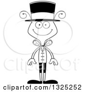 Lineart Clipart Of A Cartoon Black And White Happy Bee Circus Ringmaster Royalty Free Outline Vector Illustration