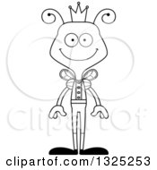Lineart Clipart Of A Cartoon Black And White Happy Bee Prince Royalty Free Outline Vector Illustration