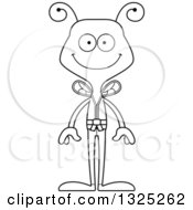 Lineart Clipart Of A Cartoon Black And White Happy Karate Bee Royalty Free Outline Vector Illustration