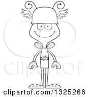Lineart Clipart Of A Cartoon Black And White Happy Bee Hermes Royalty Free Outline Vector Illustration