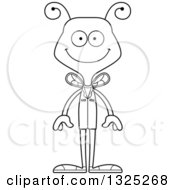 Lineart Clipart Of A Cartoon Black And White Happy Bee Doctor Royalty Free Outline Vector Illustration