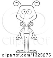 Lineart Clipart Of A Cartoon Black And White Happy Casual Bee Royalty Free Outline Vector Illustration