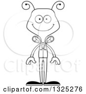 Lineart Clipart Of A Cartoon Black And White Happy Business Bee Royalty Free Outline Vector Illustration