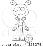 Poster, Art Print Of Cartoon Black And White Happy Bee Beach Volleyball Player