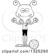 Poster, Art Print Of Cartoon Black And White Mad Bee Volleyball Player