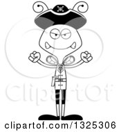 Poster, Art Print Of Cartoon Black And White Mad Bee Pirate