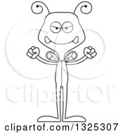 Lineart Clipart Of A Cartoon Black And White Mad Bee In Pajamas Royalty Free Outline Vector Illustration
