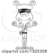 Lineart Clipart Of A Cartoon Black And White Mad Bee Mailman Royalty Free Outline Vector Illustration