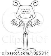 Lineart Clipart Of A Cartoon Black And White Mad Karate Bee Royalty Free Outline Vector Illustration