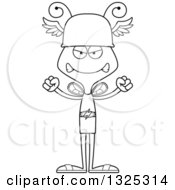 Lineart Clipart Of A Cartoon Black And White Mad Bee Hermes Royalty Free Outline Vector Illustration
