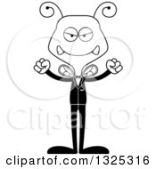 Lineart Clipart Of A Cartoon Black And White Mad Bee Wedding Groom Royalty Free Outline Vector Illustration