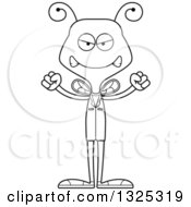 Lineart Clipart Of A Cartoon Black And White Mad Bee Doctor Royalty Free Outline Vector Illustration