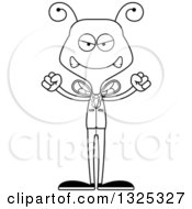 Lineart Clipart Of A Cartoon Black And White Mad Business Bee Royalty Free Outline Vector Illustration