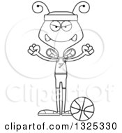 Poster, Art Print Of Cartoon Black And White Mad Bee Basketball Player