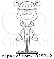 Lineart Clipart Of A Cartoon Black And White Happy Bee Zookeeper Royalty Free Outline Vector Illustration