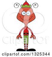 Clipart Of A Cartoon Happy Ant Christmas Elf Royalty Free Vector Illustration