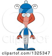 Clipart Of A Cartoon Happy Ant In Winter Clothes Royalty Free Vector Illustration