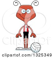 Clipart Of A Cartoon Happy Ant Volleyball Player Royalty Free Vector Illustration