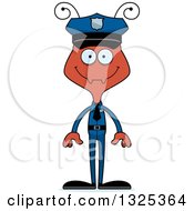 Clipart Of A Cartoon Happy Ant Police Officer Royalty Free Vector Illustration