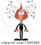 Clipart Of A Cartoon Happy New Year Party Ant Royalty Free Vector Illustration