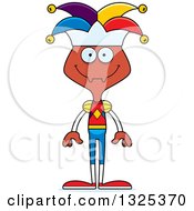 Clipart Of A Cartoon Happy Ant Jester Royalty Free Vector Illustration