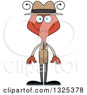 Clipart Of A Cartoon Happy Ant Detective Royalty Free Vector Illustration